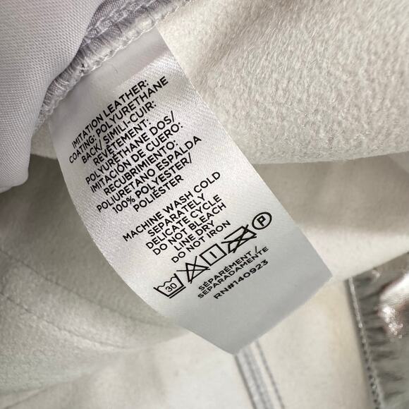 LOFT Women's Metallic Silver Faux Leather Five Pocket Glam Mini Skirt Size 2 - Picture 4 of 6